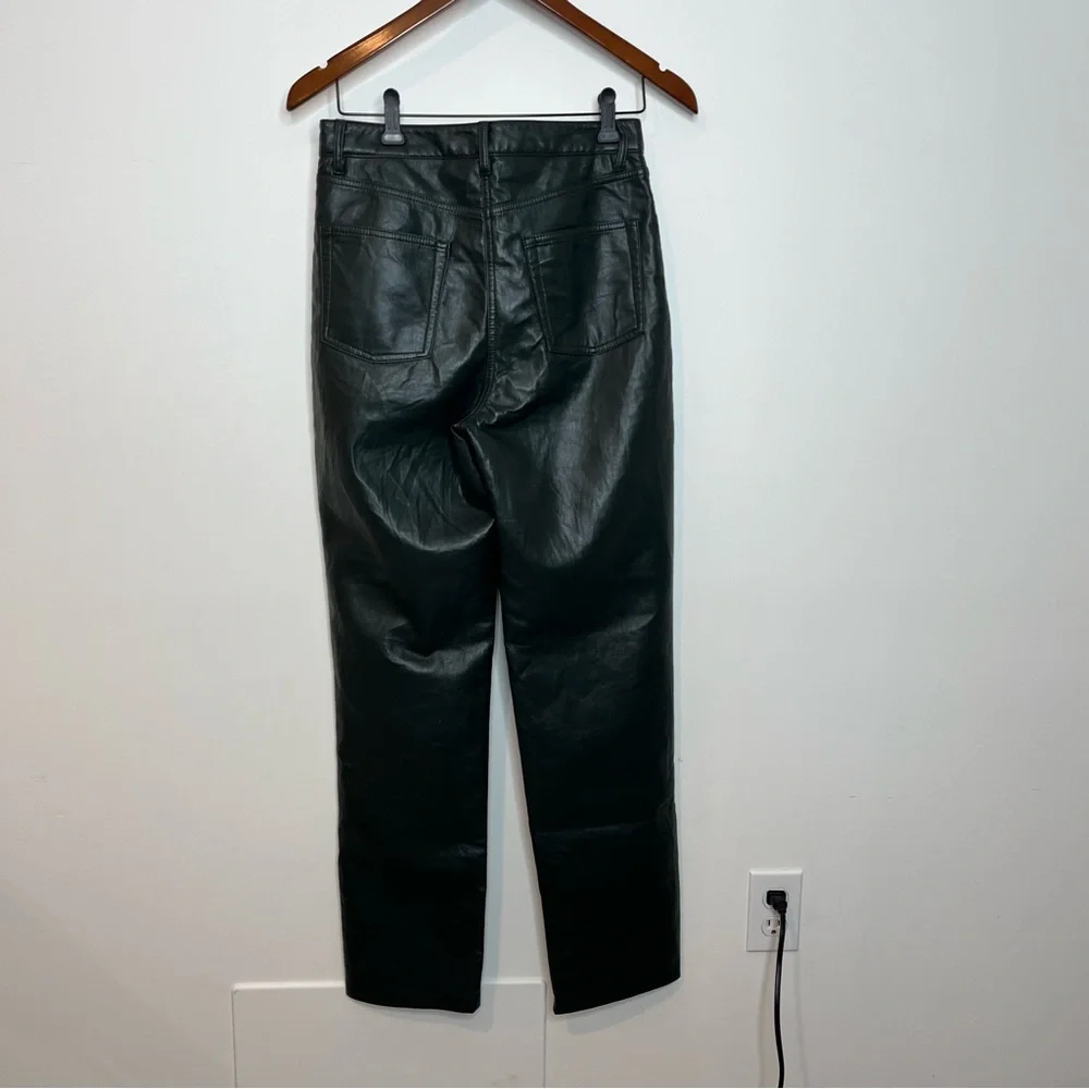 Aritzia Women's Size 6 Melina Vegan Leather Dark Green Cropped High Rise Pant - Picture 7 of 15